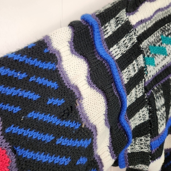 Vintage 3D Knit Coogi Style 90s Neon Knit Sweater Mens Streetwear Hip Hop retro - Picture 4 of 11